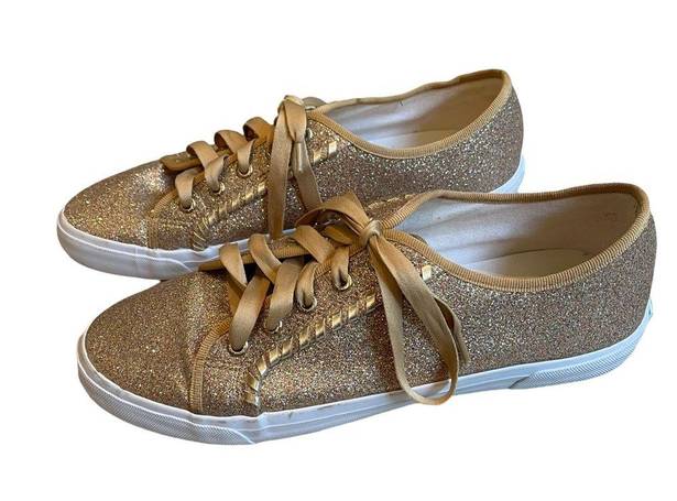 Jack Rogers  Carter Glitter Sneakers Metallic Gold Lace Up Sparkle