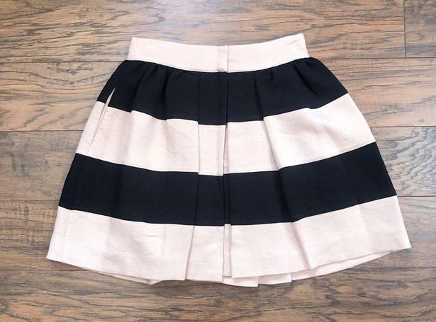 BCBGeneration  • Pleated Mini Skirt tan black stripe Dark Buff pockets full