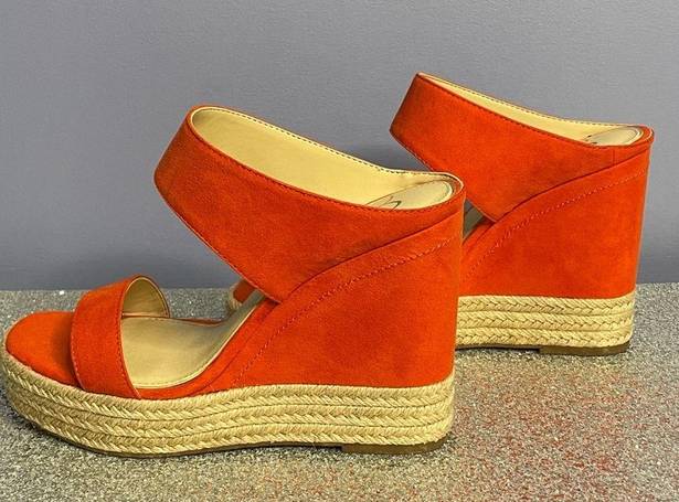 Jessica Simpson  Orange Faux Suede w/ Rope Bottom Wedge Size 8.5M