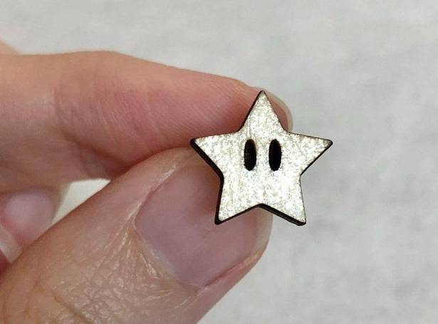 Nintendo Mario Power Star Wood Stud Earrings