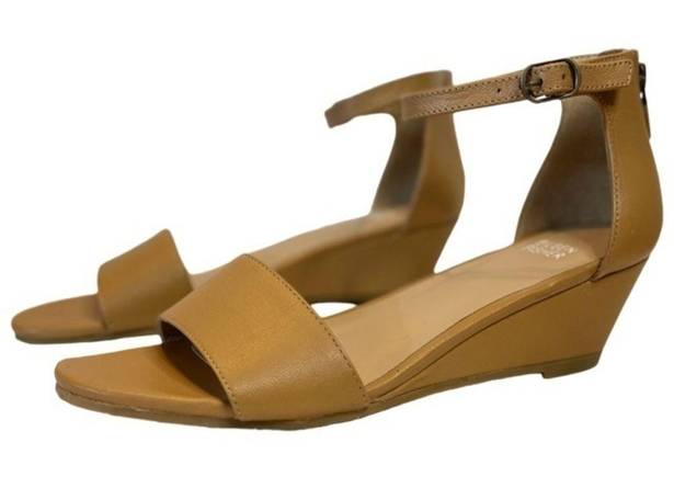 Eileen Fisher NWOT  Womens Honey Leather Mara Ankle Strap Wedge Sandal