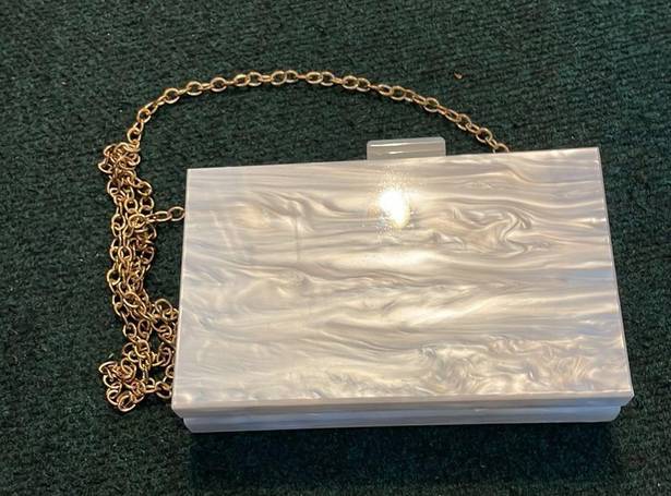 ma*rs “.” White Acrylic Clutch Purse