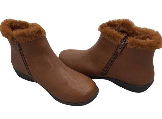 COMFORT VIEW TANSY BROWN LEATHER-LIKE LIGHTWEIGHT BOOTS SIZE 7M