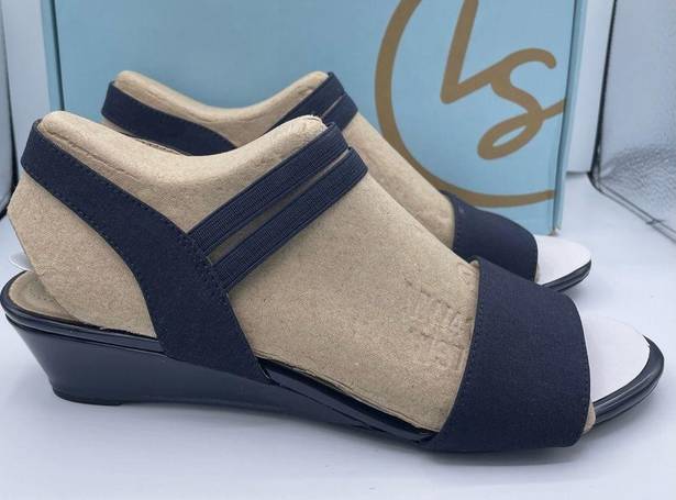 Life Stride wedge sandals navy blue women Size 7 1/2M