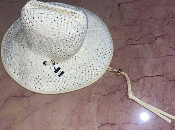 Lele Sadoughi  Straw Checkered Hat in White Washed New as-is Womens Western