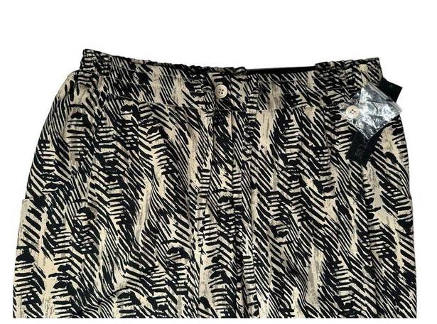 Apt. 9 NEW Womens  Tan Black Print Modern Fit Paper Bag Soft Elastic Waist Pants S