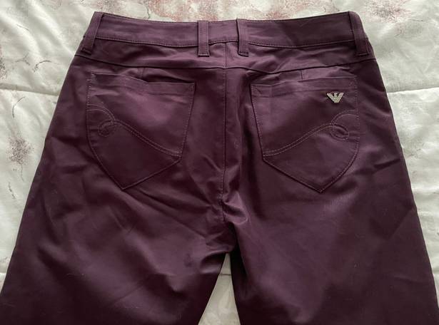 Emporio Armani New Sabrina Maroon Burgundy Cropped Slim Skinny Jeans, size 28”