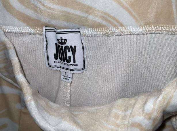 Juicy Couture White Tan Swirl Sweatpants Size large Micro Sherpa Lined Warm