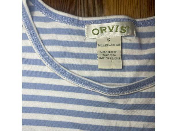 Orvis  light blue & white striped long sleeve blouse sz small