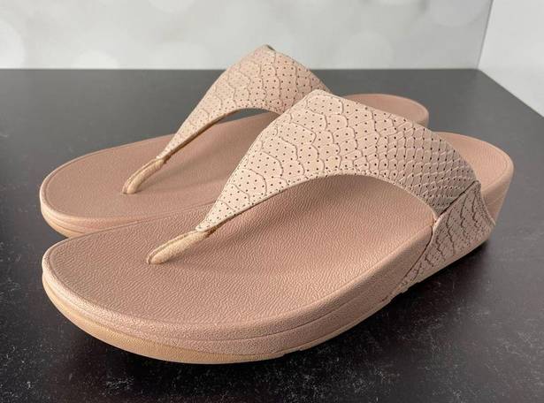 FitFlop  Lulu Perf Croco-Embossed Leather Toe-Post Thong Sandal Women’s Sz 10