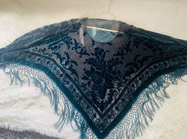 💙💙Gorgeous!! Gypsy/Boho Sheer Silk, Deep Teal Floral Velvet Burnout Multi Size L