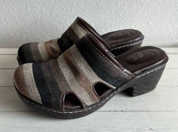 Born concept BOC s Neutrals Striped Linen Slip On Clogs Mules