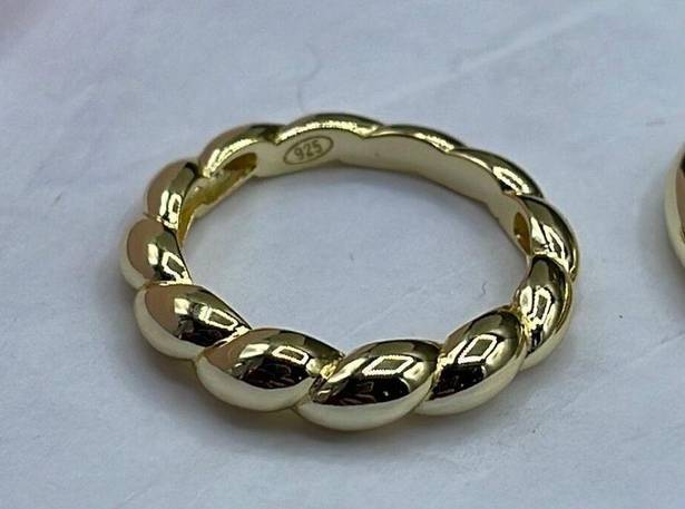 Twisted  look 14K GP sterling silver ring. New.