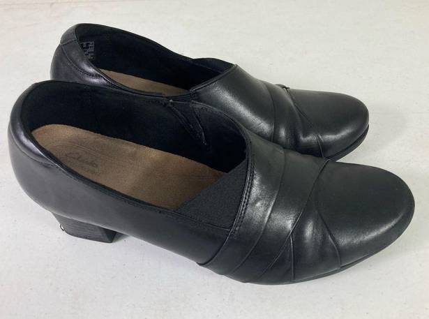 Clarks  Clogs Heels Women's Size 9 Black Comfortable Slip-On Footwear Business