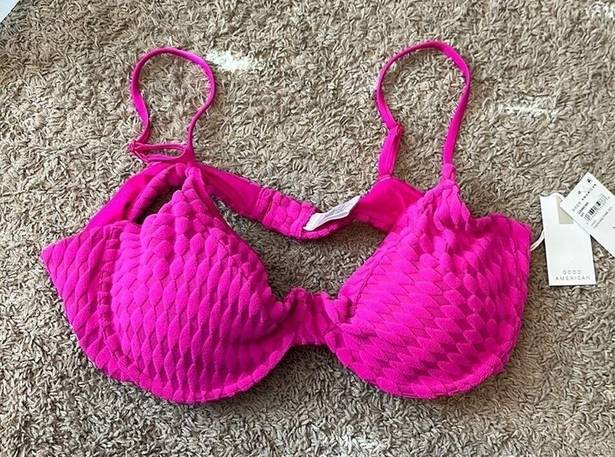 Good American  Jacquard Demi Cup Bikini Top in Hawaiian Pink—Size 7 (4XL)