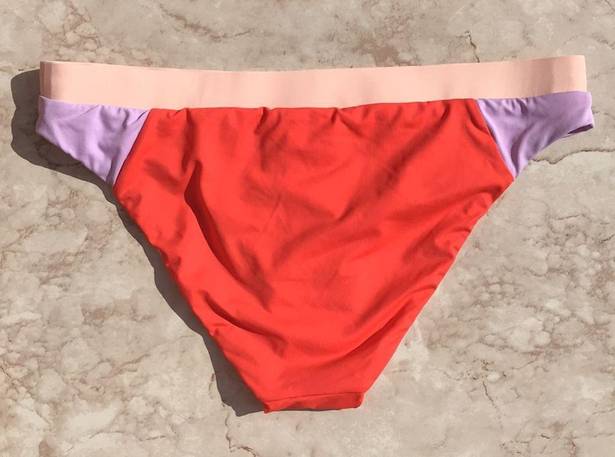 The Bikini Lab Pink and Orange Colorblock  Swim Bottoms