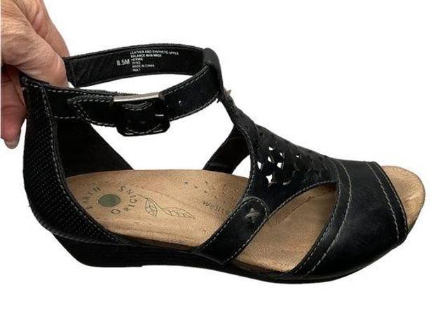 Earth Origins 1194- Womens Hermia Ankle Strap Black/Tan Size 8.5M US