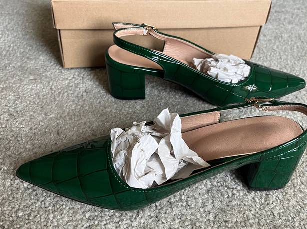 Green Slingback Heels Size 7