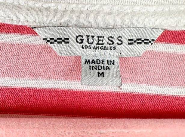 Guess Y2K  Top Los Angeles Pink Striped Cropped Long Sleeve T-Shirt