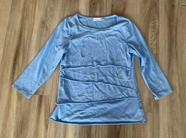 Habitat  S Blue Tiered Baby Blue Long Sleeve Blouse