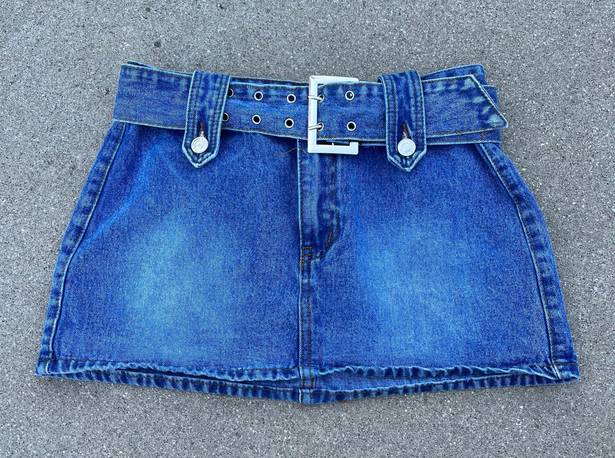 Denim Mini Buckle Skirt