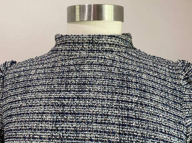 The Loft  Black and Blue Boucle Tweed Short Sleeve Shift Dress Size M