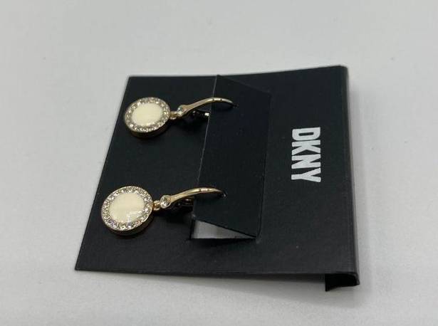 DKNY  Pave & Color Inlay Halo Drop Earrings in Gold-Tone MSRP $32 NWT