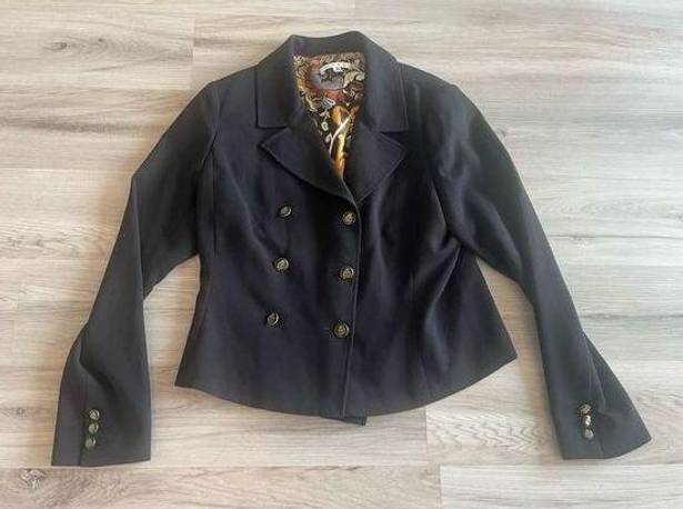 CAbi  12 Black Button Up Blazer With Gold Buttons