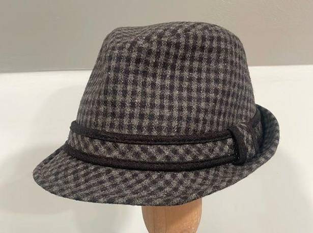 Krass&co The Hatter  Grey and Black Houndstooth Vintage Fedora Hat