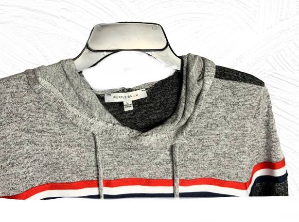 Purple Snow Black & Gray Marble w Red, White, Blue Band Sweater Hoodie Large