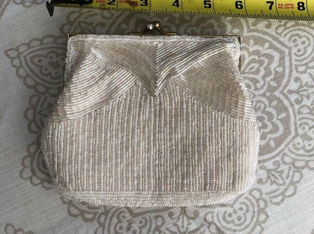 Vintage Small beaded purse White