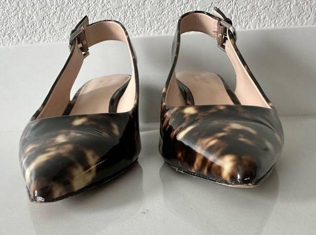 Kate Spade  Mika Tortoise Patent Leather Slingback Low Heel Brown Caramel Size 6