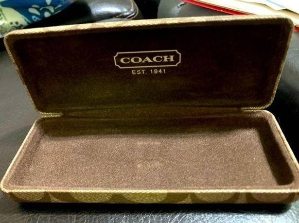 Coach  brown Signature C slim line hardcover eyeglasses case