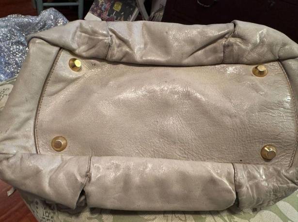 Miu Miu  Soft Beige Leather Frame Satchel with Linen Lining