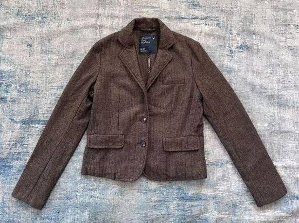 American Eagle  Outfitters Brown Herringbone 2 Button Wool Blend Blazer Medium