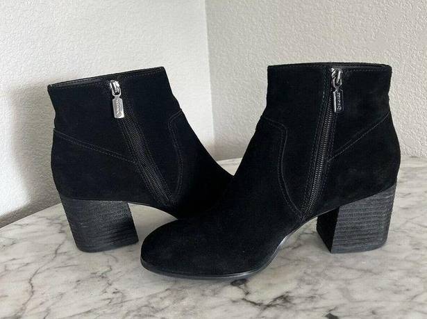 Blondo  Womens Sondra Ankle Boots Booties Size 9 M Black Suede Stacked Heel