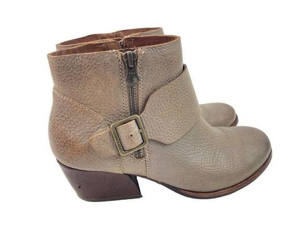 Kork-Ease * Isa Taupe Leather Booties Womens Size 6.5 Moto Buckle Zip Strap Boots