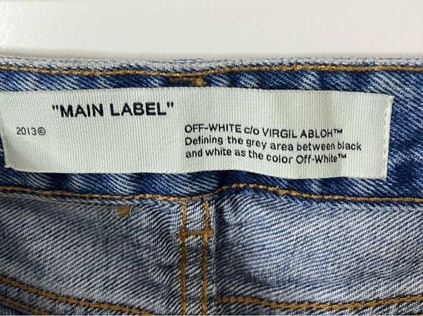 Off-White NWT  Degrade Crop Denim Leg Medium Blue Wash Dip Dye Womens Size 25