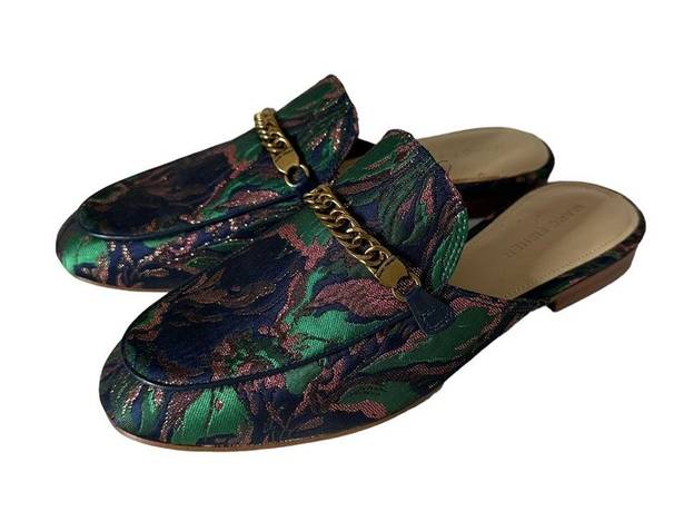 Marc Jacobs Marc Fisher Womens Mule Shoes Slip On Jacquard Pink Green Chain Size 7.5