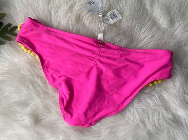 PilyQ  Pink Full Ruffle Pom Pom Bikini Bottoms Size M
