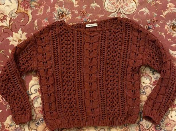 moon&madison Rust Orange Crochet Sweater