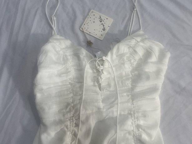 Angel Biba NWT M Medium MAGIC MOMENT RUCHED DRAWSTRING MINI DRESS WHITE Bachelorette