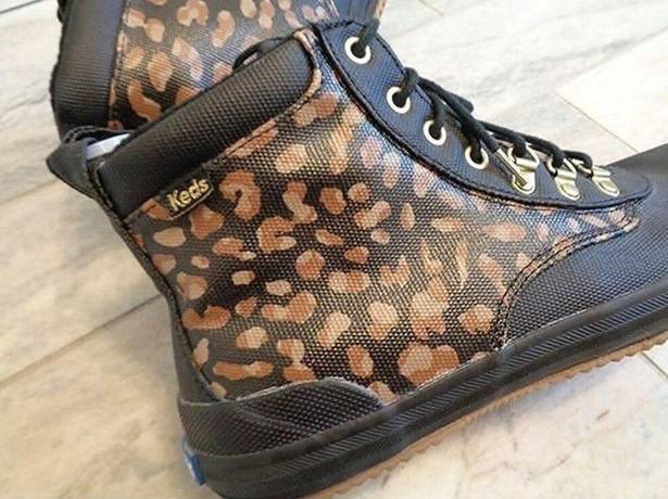 Keds NEW  women's size 9 Black Leopard Print Water Resistant Sneaker Boots