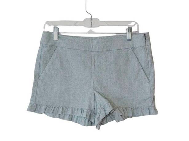 The Loft  Light Gray Mid-rise Ruffle Hem Side Zip Fabric Shorts