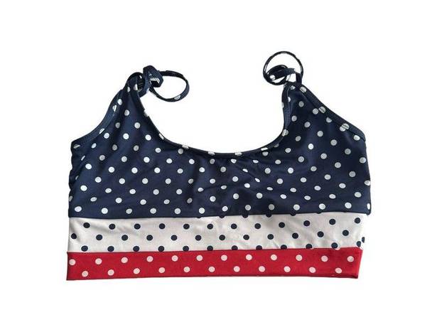 Beach Riot NEW  Eva Cropped Tank Bikini Top Polka Dot Red White Blue Size Small