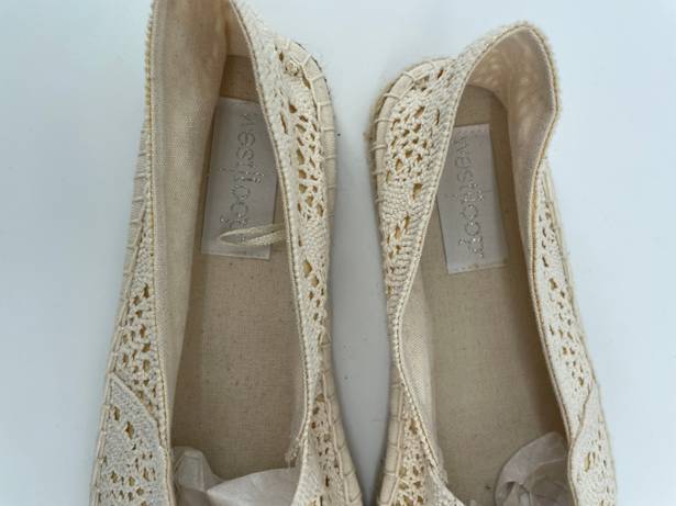 West Loop Women’s Creme Fabric Crochet Slip On Espadrille Flats Large 9/10