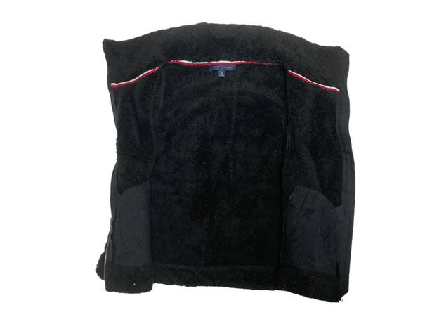Tommy Hilfiger Black Fuzzy Faux Fur Vest Size M Medium Black