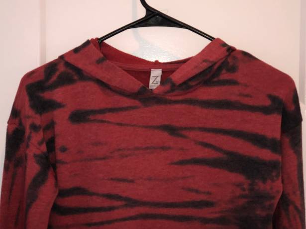 Z By Zella Sz M Awesome Cropped Hoodie Top In A Red Animal Print