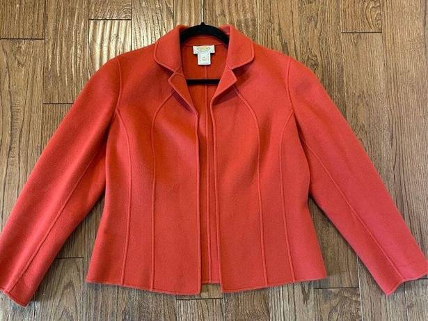 Talbots  vintage petite coral 100% wool open blazer size 8