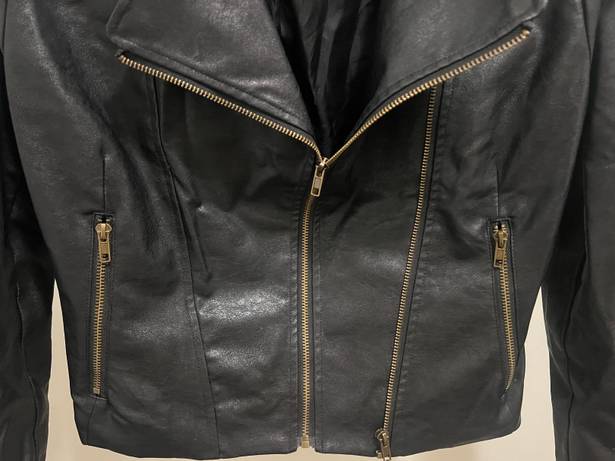 Aakaa Faux Black Leather Jacket